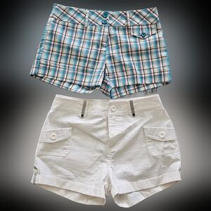 Plaid and White Women's Shorts Set